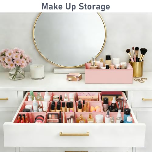 Drawer Organizer Clothes Storage (Pink / 28 Pack)