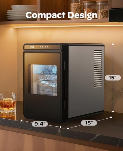 Clear Ice Cube Maker Countertop (Elegant Black / Cube Ice Maker)