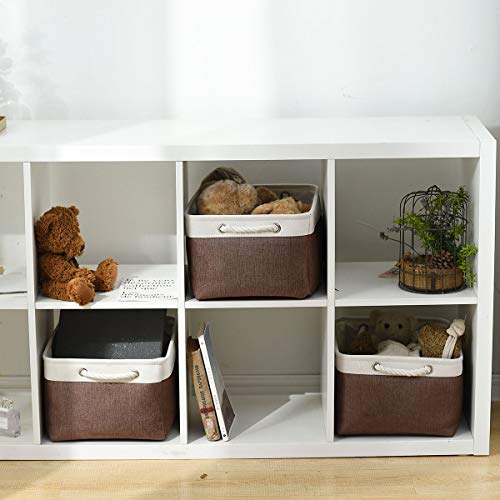 Large Storage Baskets for Shelves (White&Flaxen / Large (Pack of 3))