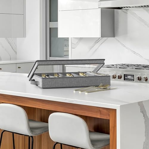 Flatware Storage Box (Gray / 1 Piece Silverware Storage)