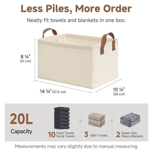 Closet Storage Bins (Beige（Texture） / 14 ¾" L x 10 ¼" W x 8 ¼" H)