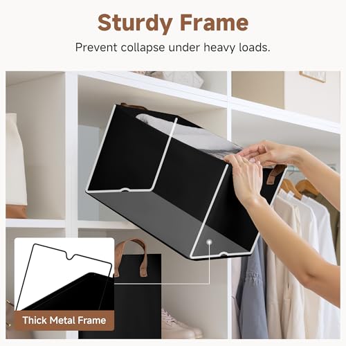 Closet Storage Bins (Black / 16 ½" L x 12" W x 10 ¼" H)