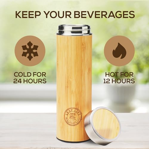 Premium Bamboo Tea Tumbler with Infuser for Loose Leaf Tea (12 Ounces)