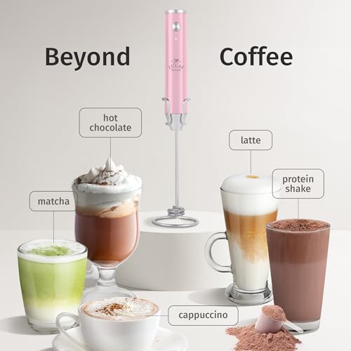 Rechargeable Milk Frother Handheld (Lux Pink Salt / Rechargeable Z1 Motor Max)