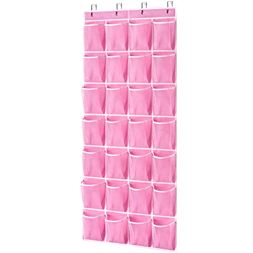 28 Pockets Hanging Shoe Organizer (Pink-1 Pack of 28)
