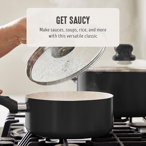 2QT Ceramic Nonstick Saucepan with Lid (2 Quarts / Graphite Black)