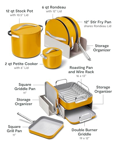 31-Piece Non-Stick Ceramic Cookware Bundle (Marigold / 31pc Set)
