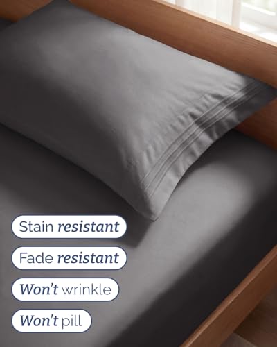 Twin Size 3 Piece Sheet Set (06 - Dark Grey / Twin)