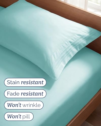 Twin Size 3 Piece Sheet Set (22 - Spa Blue / Twin)