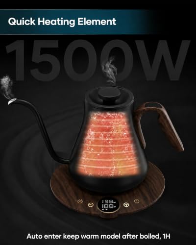 Gooseneck Electric Kettle with ±1℉ Temperature Control 0.9 Liter (Rainforest)