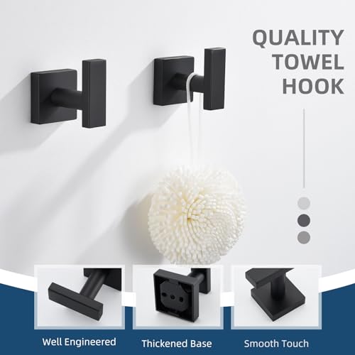 Bathroom Towel Hooks (Matte Black)