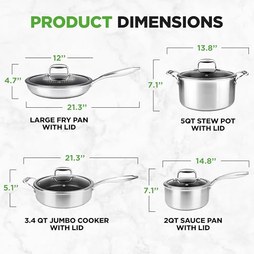 8 Piece Triply Cookware Set Stainless Steel (8pc Set / Stainless Steel)