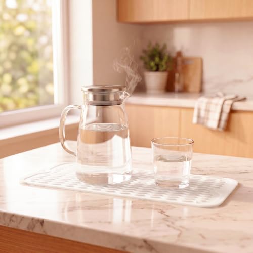 Silicone Dish Drying Mat for Multiple Usage (White / 17"L x 6"W)