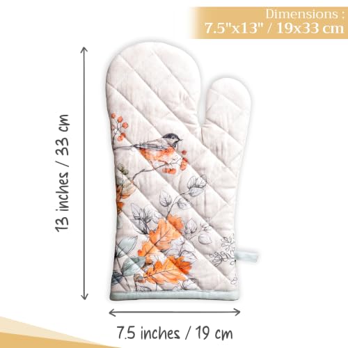 Maison d'Hermine Oven Gloves 100% Cotton Oven Mitt (063 - Whitish Shabby Chique / 7.5" x 13" (Oven Mitt))
