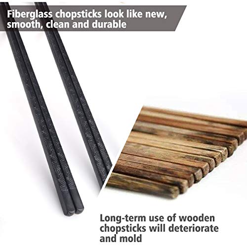 Fiberglass Chopsticks (Black Flower-10 Pairs)