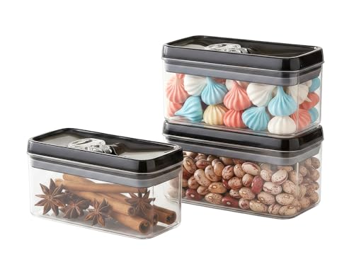 Flip Tite Food Storage Container with Lid 4” RECTANGLE Airtight Ring Flip Lock Top (Black / 4")