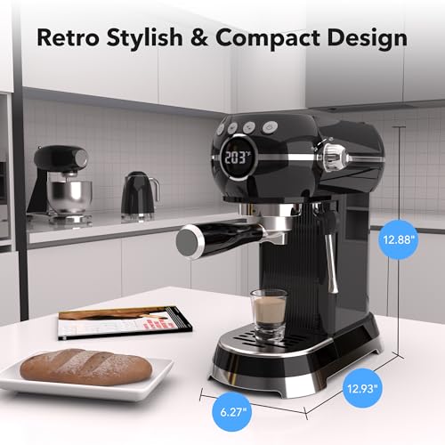20Bar Compact Espresso Machine with Milk Frother (Black)