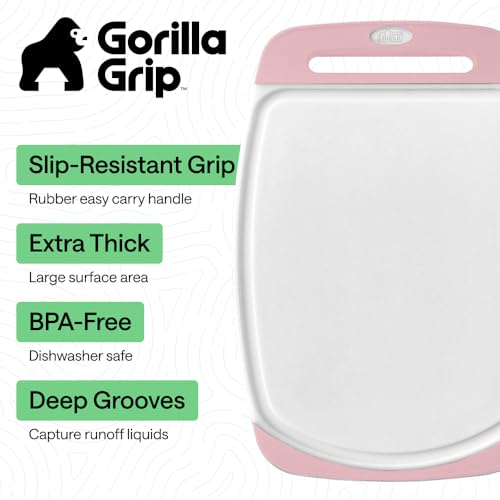 BPA Free Reversible Kitchen Cutting Board (Pink/White / Large (Pack of 3))