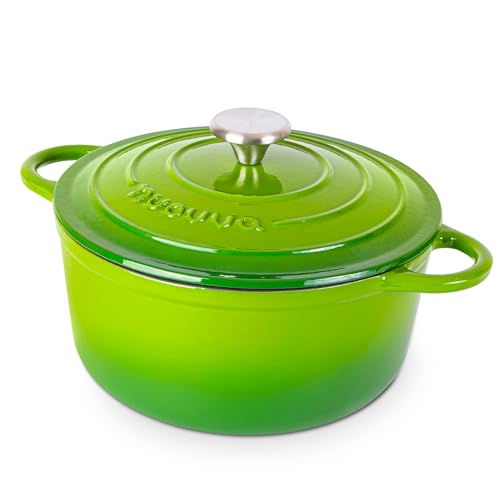Cast Iron Pot with Lid (Green / 5-Quart - Deep)