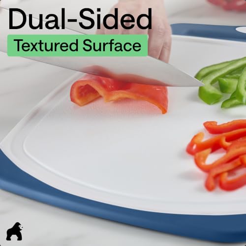 BPA Free Reversible Kitchen Cutting Board (Blue/White / Large (Pack of 3))