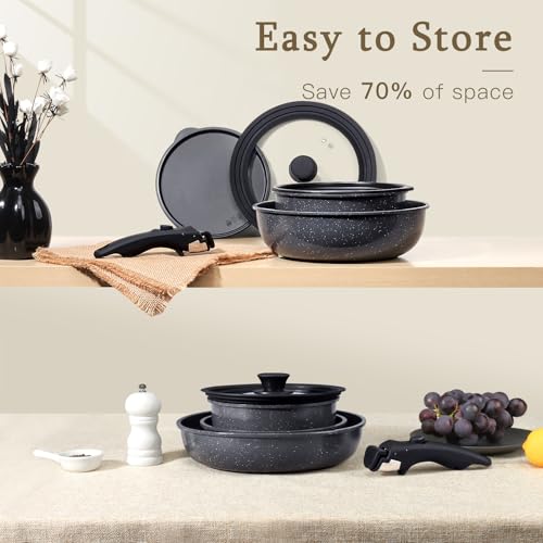 Pots and Pans Set Non Stick (Dark Gray / 21PCS-Standard)