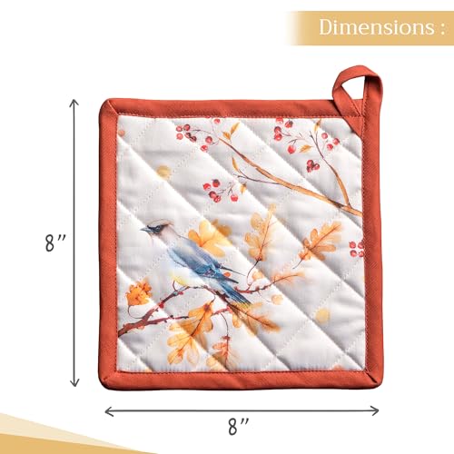 Pot Holders 100% Cotton Potholders (112 - Oak Leaves / 8" x 8" (Pot Holder Pack of 2))