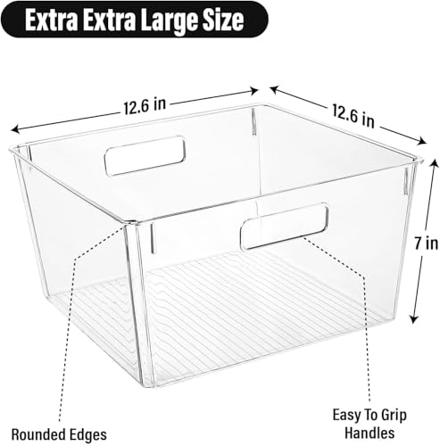 Extra Large Clear Plastic Storage Bins (12.6 X 12.6 X 7)