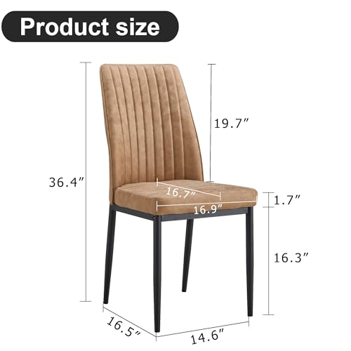 Modern Dining Chairs Set of 8 Kitchen Chairs Set Leathaire Fabric Chair with Metal Leg High Back Upholstered Chair for Dinner Room (B- Brown)