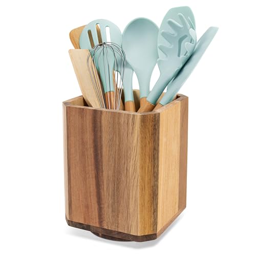 Acacia Wood Utensil Holder (1 Pack)
