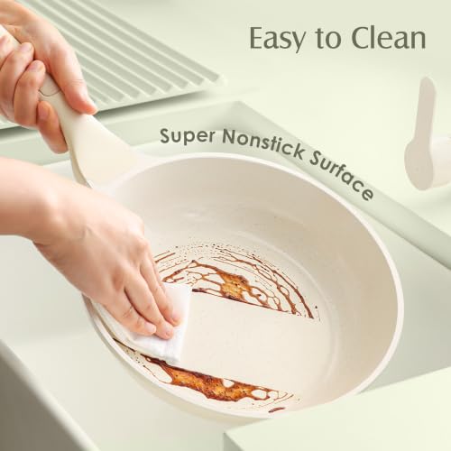 23 PCS Non Toxic Ceramic Cookware Set (Antique White / Large)