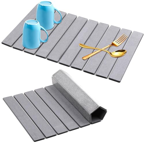 Quick Dry Collapsible Dish Drying Mat (Gray / 24" x 16")