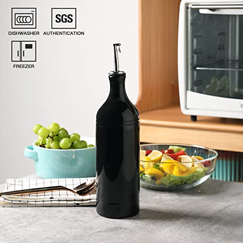 Sweejar Large Ceramic Olive Oil Dispenser Bottle (24 oz, Set of 1 / Black)