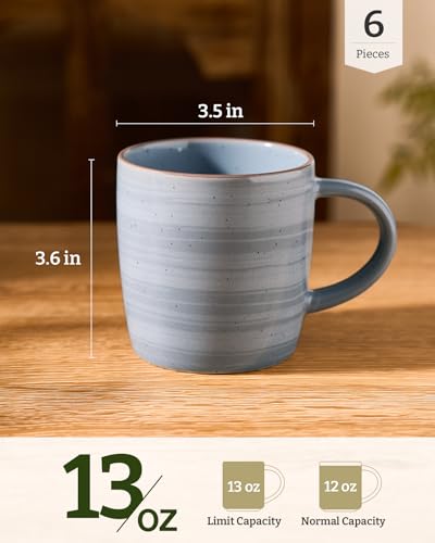 Coffee Mugs Set of 6 (Meteor-Blue Gray / 6 Count (Pack of 1))
