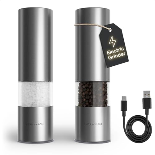 Electric Salt and Pepper Grinder Set (Stainless Steel / Set of two electric mills)