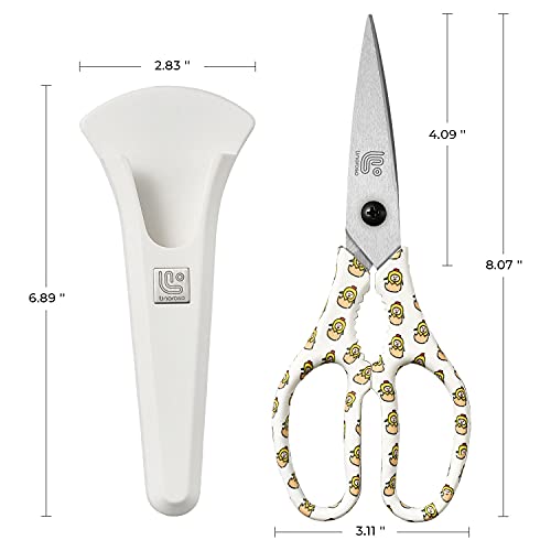 Kitchen Scissors Heavy Duty Kitchen Shears with Magnetic Holder Made with Japanese Steel 4034 (White/Chick)