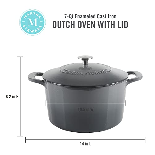 Gatwick 7 Quart Enamel Cast Iron Dutch Oven (Classic Gray / 7-Quart)