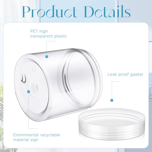 6 Pack Plastic Container with Lids Small Jars Wide Mouth Round Airtight Leak Proof Container for Travel Storage (6 Count)