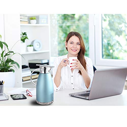 61oz Coffee Carafe Airpot Insulated Coffee Urn Stainless Steel Vacuum Thermal Pot Flask for Coffee (Blue)