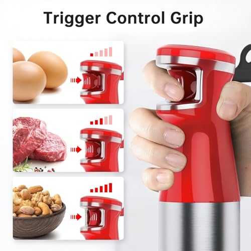 Immersion Blender Handheld Corded (Christmas Red / 5 in 1)