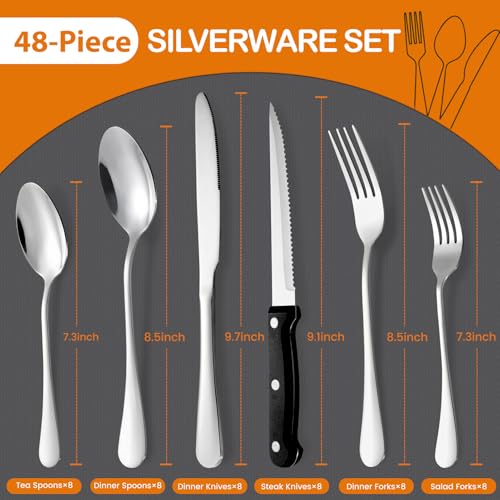 49 Piece Silverware Set with Organizer (49 Pcs)