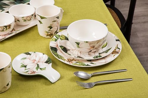 Magnolia Floral Ceramic 14 inch Rectangular Serving Platter (Magnolia Floral)