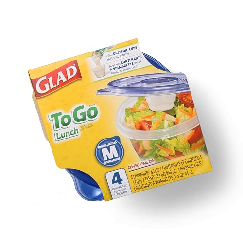 GladWare To Go Lunch Containers with Dressing Cup (Round / 32 oz - 24 Count)