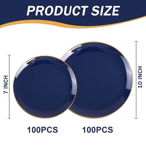 200 Pieces Blue Plastic Plates (Blue / 200 PCS)