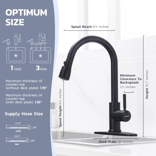 Kitchen Faucet with Soap Dispenser (Matte Black Finish)