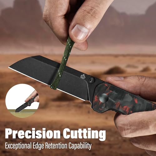 Penguin V2 Folding Pocket Knife (Red Shredded CF Overlay/Black)