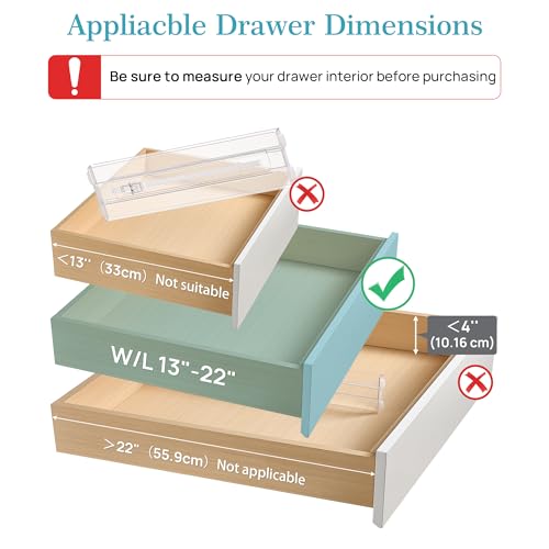 4" High Drawer Dividers for Clothes (4" H,13-22" L)
