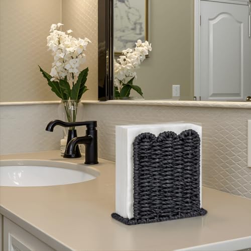 Scalloped Napkin Holder for Table Home Rustic Room Decor (Black / Standing Style1)