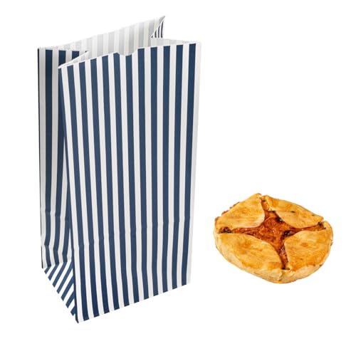 Blue And White Stripe Paper Bag (8 lb / Blue & White)