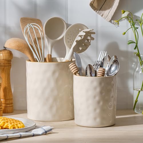 Ceramic Utensil Holder (Vanilla White)