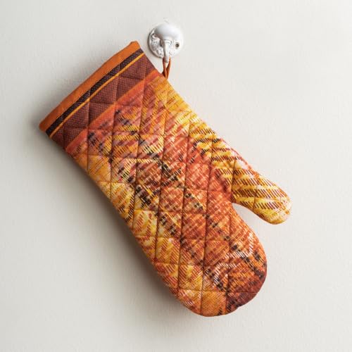 100% Cotton Oven Mitt & Pot Holder Set (061 - Thanksgiving Tartan / 7.5" x 13" & 8" x 8" (Oven Mitt & Pot Holder))